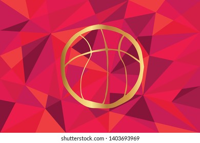 Vector Illustration of Basketball Icon with Red Polygon and Geometric. Graphic Design for Template, Layout, Background, Poster and More.