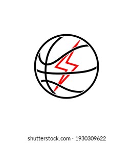 Vector illustration of basketball logo graphics with lightning