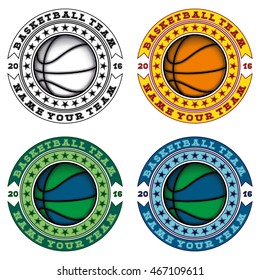 Vector illustration basketball logo set. Used font see in my portfolio.