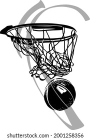 Vektorgrafik der Basketballschlaufe mit Basketball