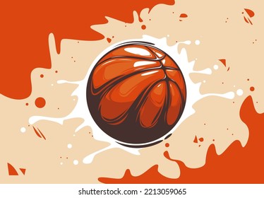 vector illustration of a basketball on an active background, a sports banner template for a basketball match