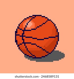Vector Illustration of Basketball with Pixel Art Design, perfect for game assets themed designs