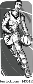 the vector illustration of a basketball player