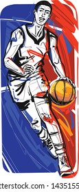 the vector illustration of a basketball player