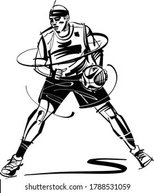 the vector illustration of the basketball player