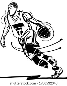 the vector illustration of the basketball player