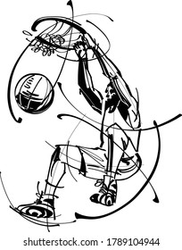 the vector illustration of the basketball player