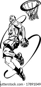 the vector illustration of the basketball player