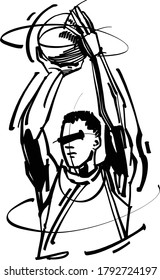 the vector illustration of the basketball player