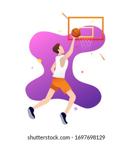 Vector illustration of basketball player in action. Sport concept