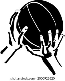 the vector illustration of the basketball player with basketball ball