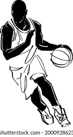 the vector illustration of the basketball player with basketball ball