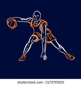 the vector illustration of the basketball player with ball