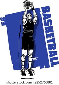 vector illustration of the basketball player with a ball