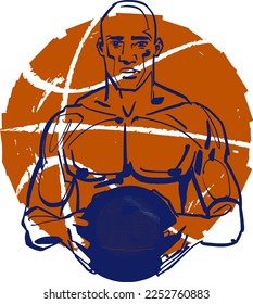 vector illustration of the basketball player with a ball