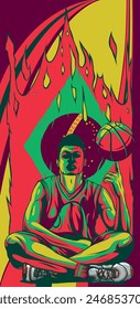 vector illustration of a basketball player with a basketball ball