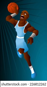 Vector illustration of a basketball player, can be used separated from background.