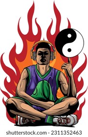 vector illustration of a basketball player design