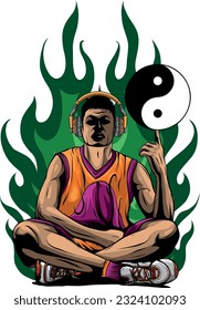 vector illustration of a basketball player design