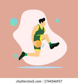 Vector illustration of a basketball player in flat style-05. Vector illustration of a basic technique for playing basketball