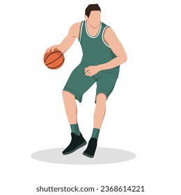Vector illustration of basketball player minilamist flat icon isolated on white background