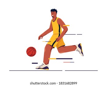 Vector illustration of a basketball player in motion.
