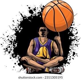 vector illustration of basketball player on white background