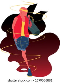 vector illustration basketball player, playing basketball flat design