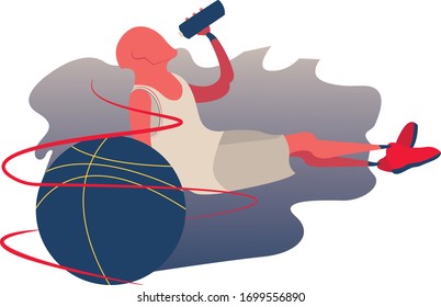 vector illustration basketball player, playing basketball flat design