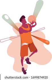 vector illustration basketball player, playing basketball flat design