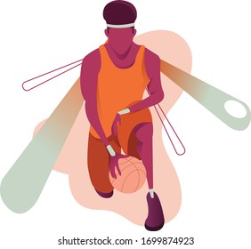 vector illustration basketball player, playing basketball flat design