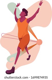 vector illustration basketball player, playing basketball flat design