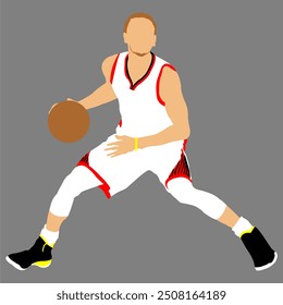 vector illustration of a basketball player, silhouette of a basketball player dribbling