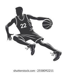 A vector illustration basketball player silhouette on white background