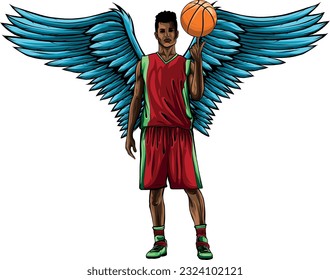 vector illustration of Basketball player with wing