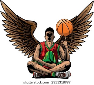 vector illustration of Basketball player with wings