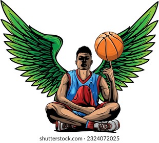 vector illustration of Basketball player with wings
