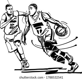 the vector illustration of the basketball players