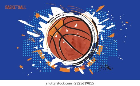 Vector illustration of a basketball, pop art design.