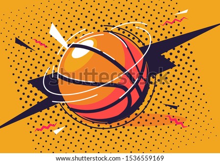 vector illustration of a basketball in pop art style
