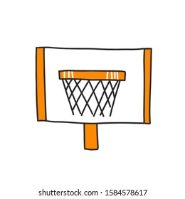 Vector illustration of basketball rim, isolated on white. Basketball rim vector line icon, black and orange colors