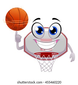 Vector Illustration of Basketball Ring spinning the Ball on top of finger