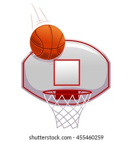 Vector Illustration of Basketball shot on Ring