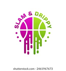 vector illustration of a basketball with slime drippy logo template