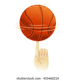 Vector Illustration of Basketball spinning on top of index finger