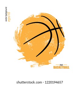 Vector illustration for basketball. Sports grunge abstract, hand-drawing ball. Ink texture, print design for T-shirts.