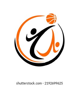 A vector Illustration of Basketball Stickman Figure Logo Sign