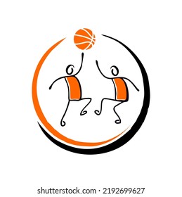 A vector Illustration of Basketball Stickman Figure Logo Sign