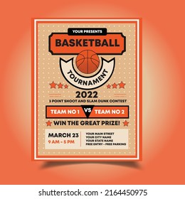 Vector Illustration Of Basketball Tournament Flyer, Poster