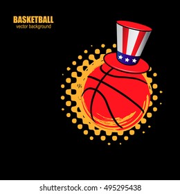 Vector illustration of a basketball. Uncle Sam's hat vector.